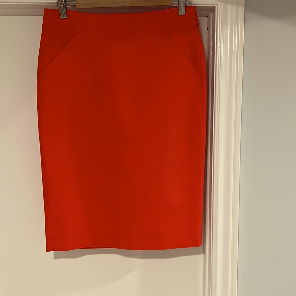 NWOT J. CREW, CORAL, SZ 6, PENCIL SKIRT, 100% COTTON